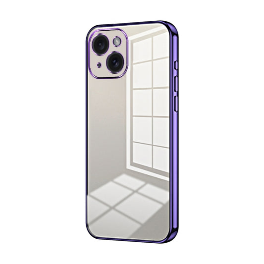 Transparent Plating Fine Hole Phone Case - For iPhone 15 / 14 and 13 Series (Purple) - Mos Accessories