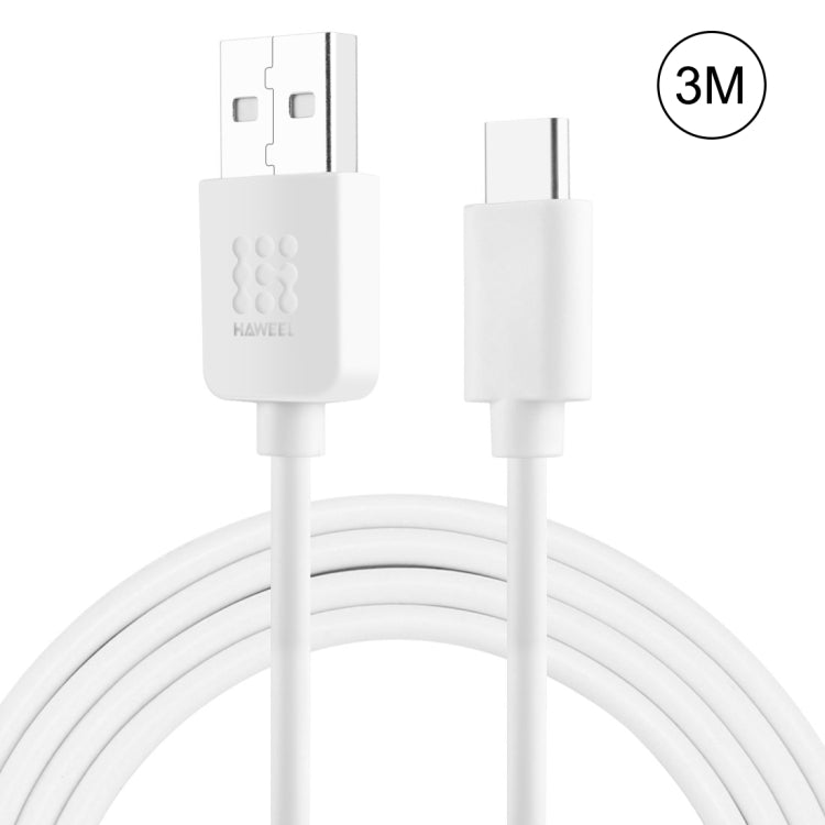 Haweel USB-C / Type-C to USB 2.0 White Data & Charging Cable - 3m - mosaccessories