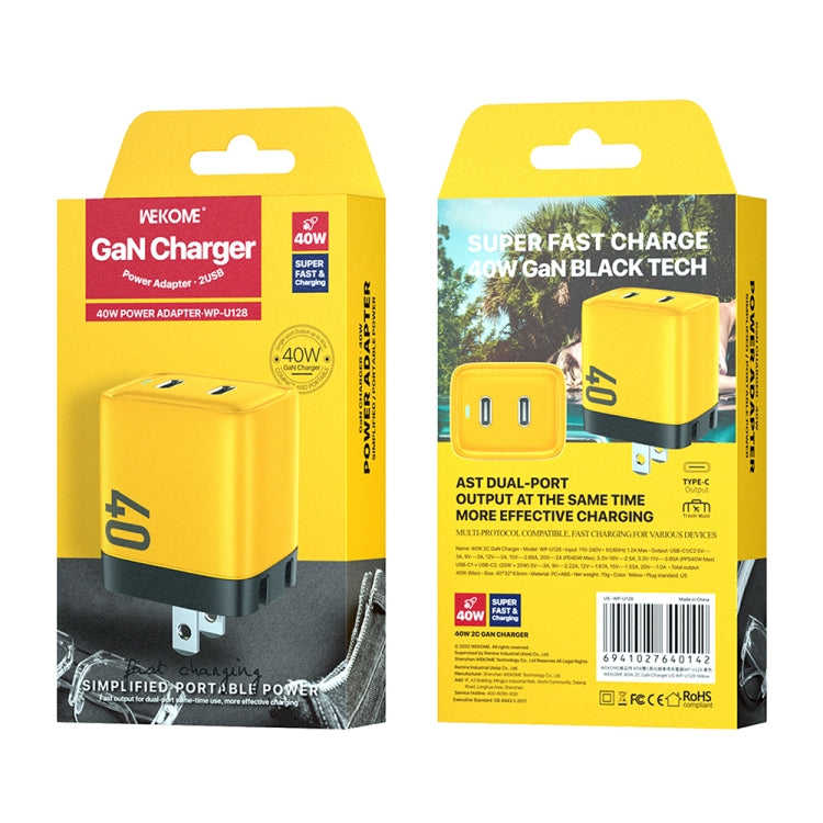 Wekome WP-U128 40W Dual USB-C Mains Charger (US Plug) - mosaccessories