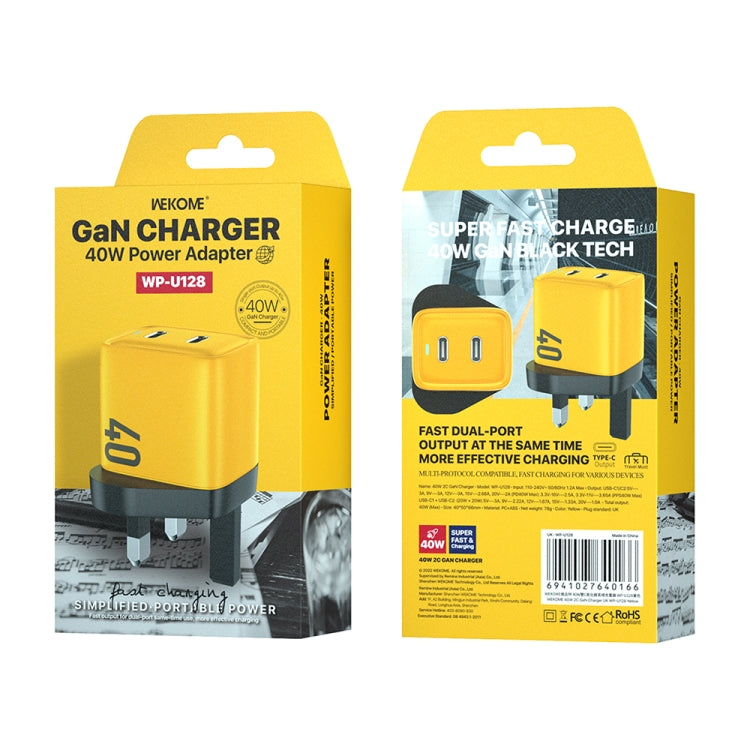 Wekome WP-U128 40W Dual USB-C Mains Charger (UK Plug) - mosaccessories