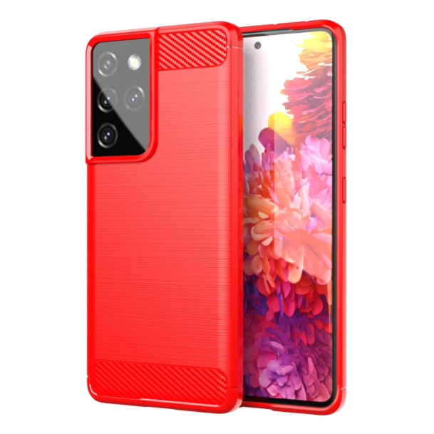 Brushed Texture Carbon Fiber TPU Phone Case - For Samsung Galaxy S21 Ultra - mosaccessories