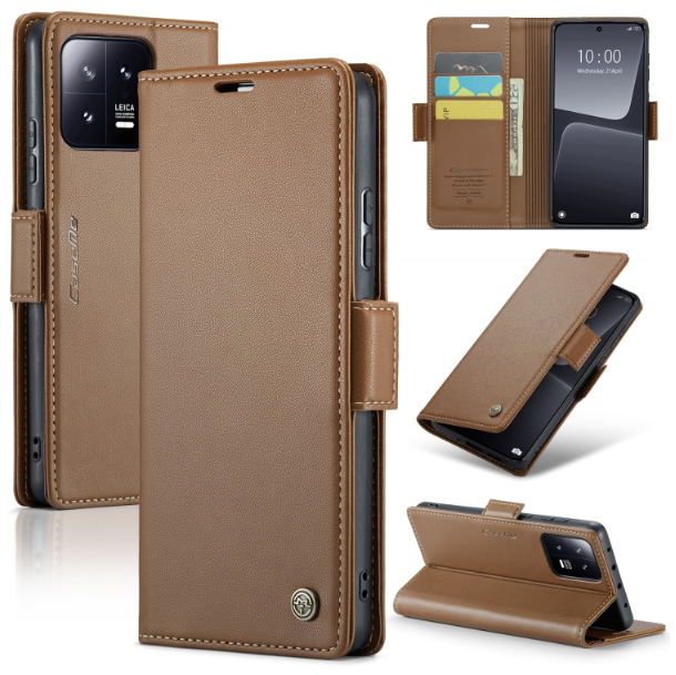 CaseMe Butterfly Buckle Litchi Texture RFID Anti-theft Wallet Case - For Xiaomi 13 - mosaccessories