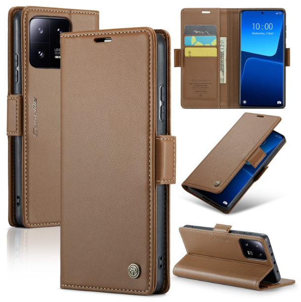 CaseMe Butterfly Buckle Litchi Texture RFID Anti-theft Wallet Case - For Xiaomi 13 Pro - mosaccessories