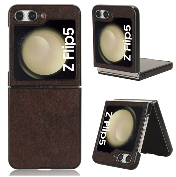 Litchi Texture Back Case - For Samsung Galaxy Z Flip5 - mosaccessories