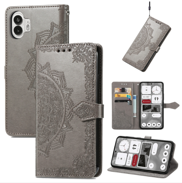 Mandala Flower Embossed PU Leather Phone Case - For Nothing Phone (2) - mosaccessories