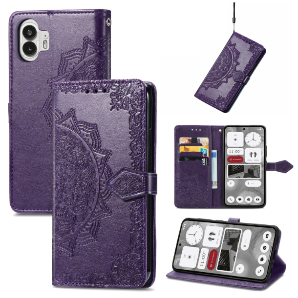 Mandala Flower Embossed PU Leather Phone Case - For Nothing Phone (2) - mosaccessories