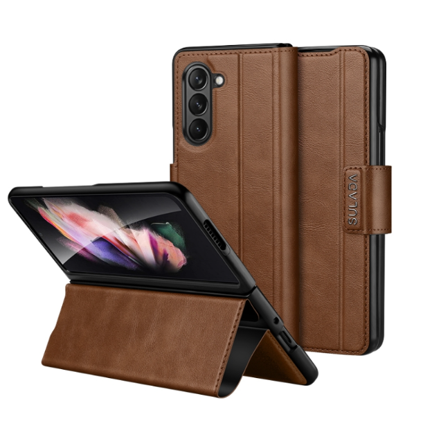 Sulada All-inclusive Magnetic Snap Flip Leather Phone Case - For Samsung Galaxy Z Fold5 - mosaccessories