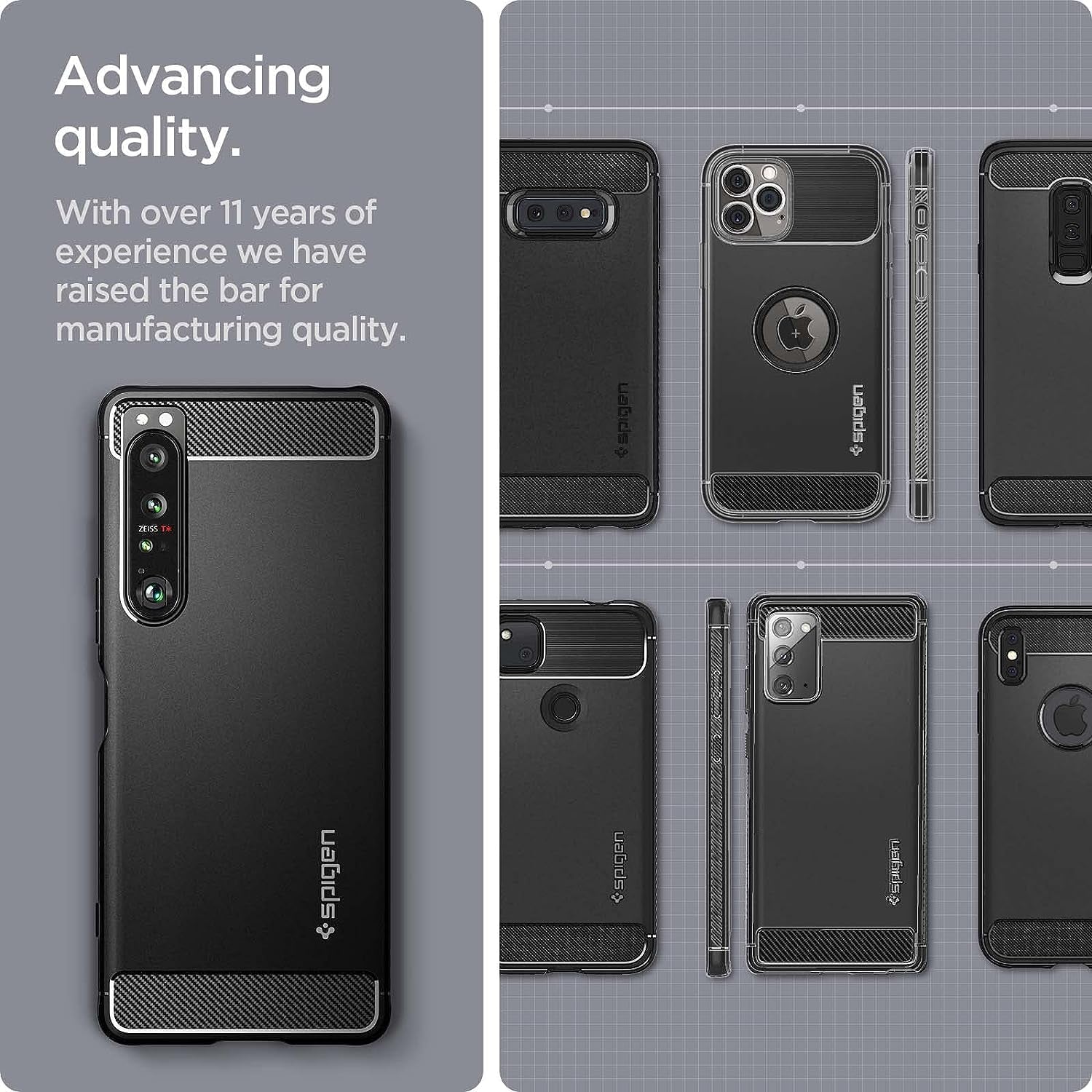 Spigen Rugged Armor Matte Black Case - For Sony Xperia 1 IV - mosaccessories