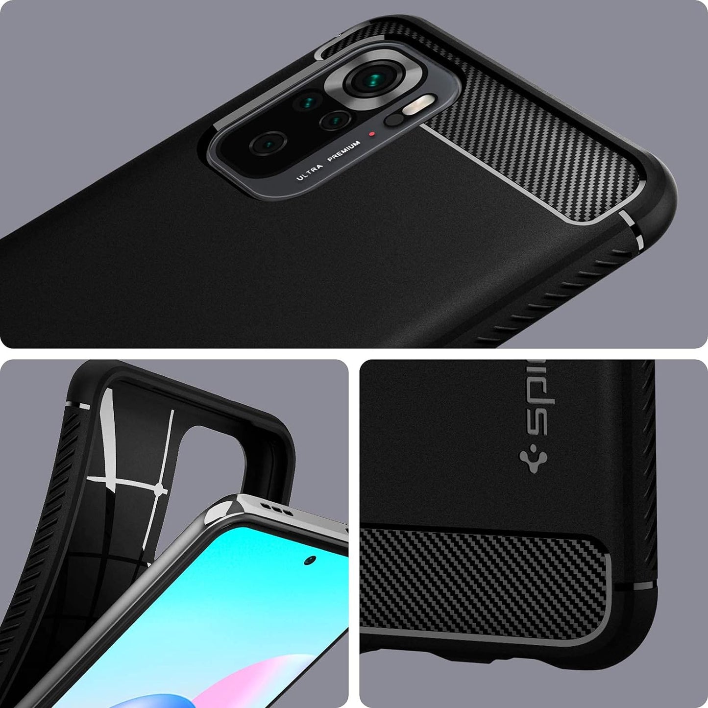 Spigen Rugged Armor Matte Black Case - For Xiaomi Redmi Note 10 / 10S