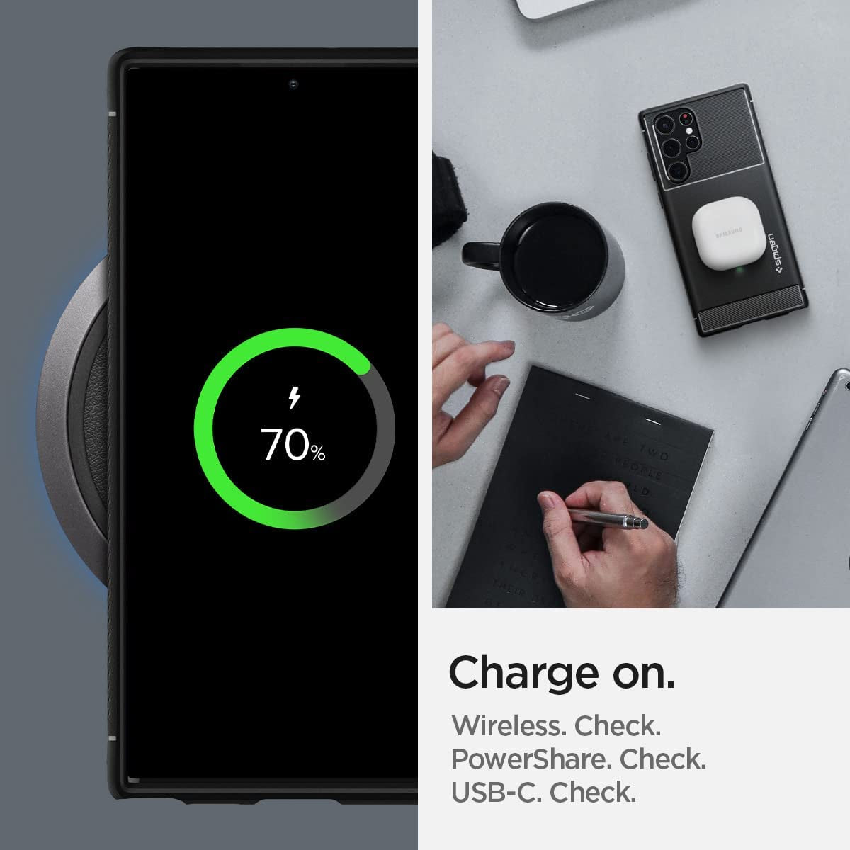 Spigen Rugged Armor Matte Black Case - For Samsung Galaxy S22 Ultra