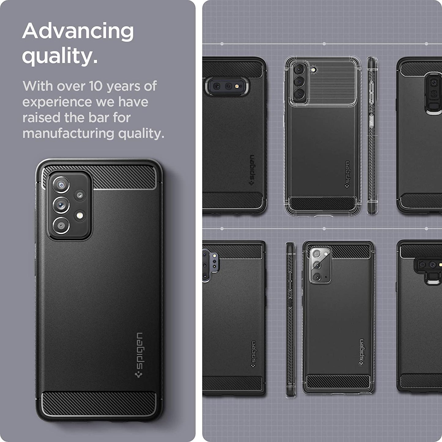 Spigen Rugged Armor Matte Black Case - For Samsung Galaxy A52s 5G / A52 5G / A52 - mosaccessories