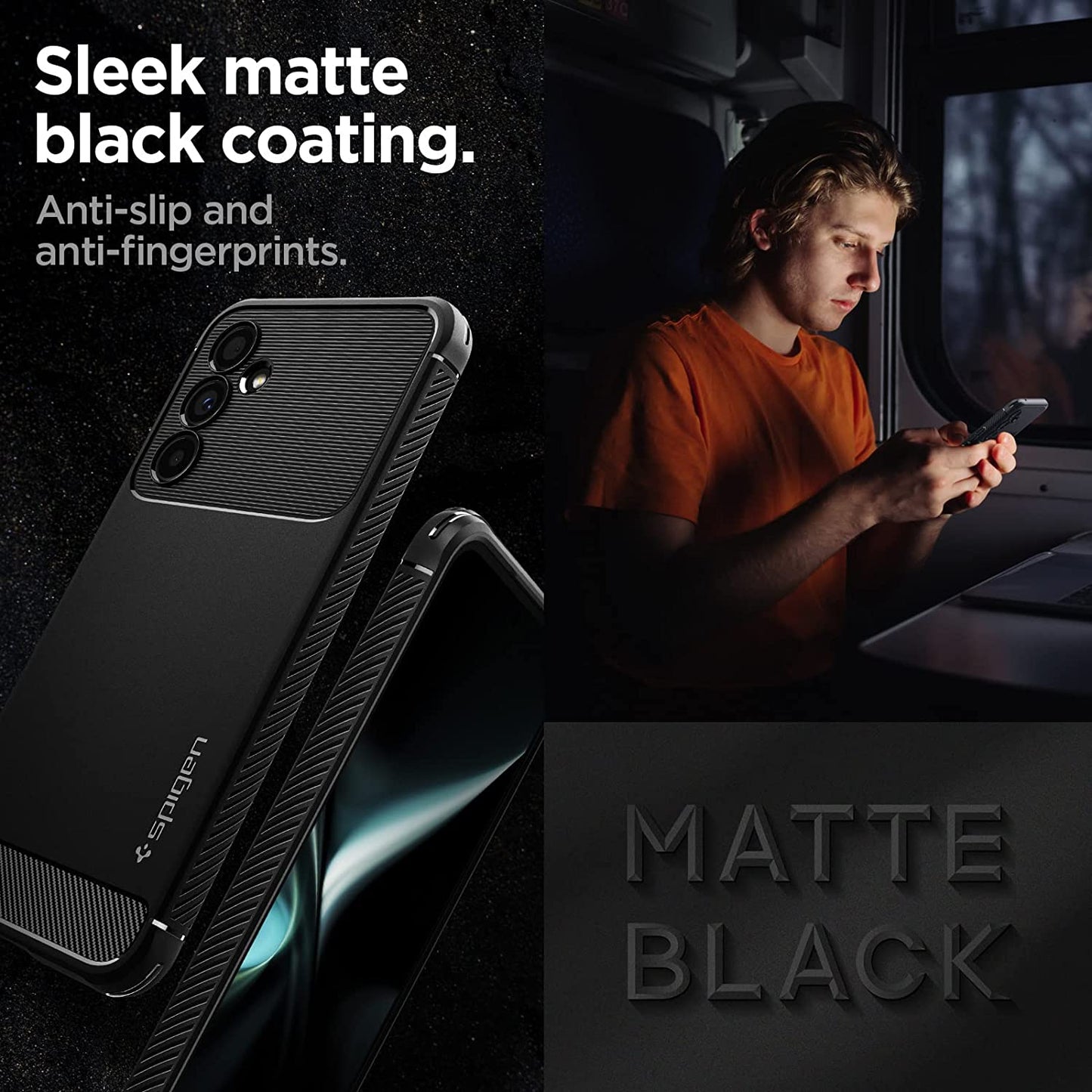 Spigen Rugged Armor Matte Black Case - For Samsung Galaxy A54