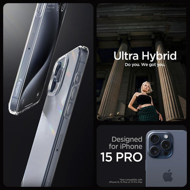 Spigen Ultra Hybrid Hard Clear Back Case - For iPhone 15 Pro - mosaccessories