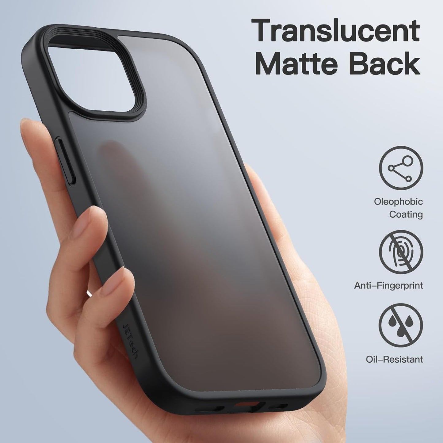 JETech Matte Shockproof Frosted Case - For iPhone 15 - mosaccessories