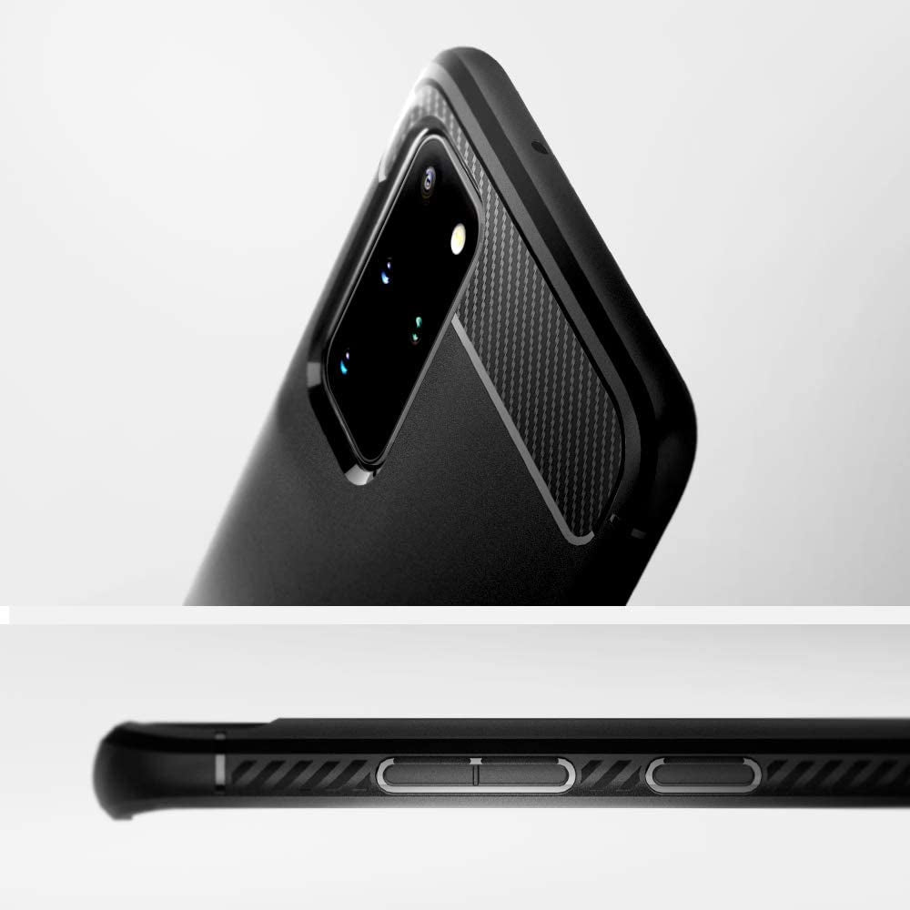 Spigen Rugged Armor Matte Black Case - For Samsung Galaxy S20+ - mosaccessories