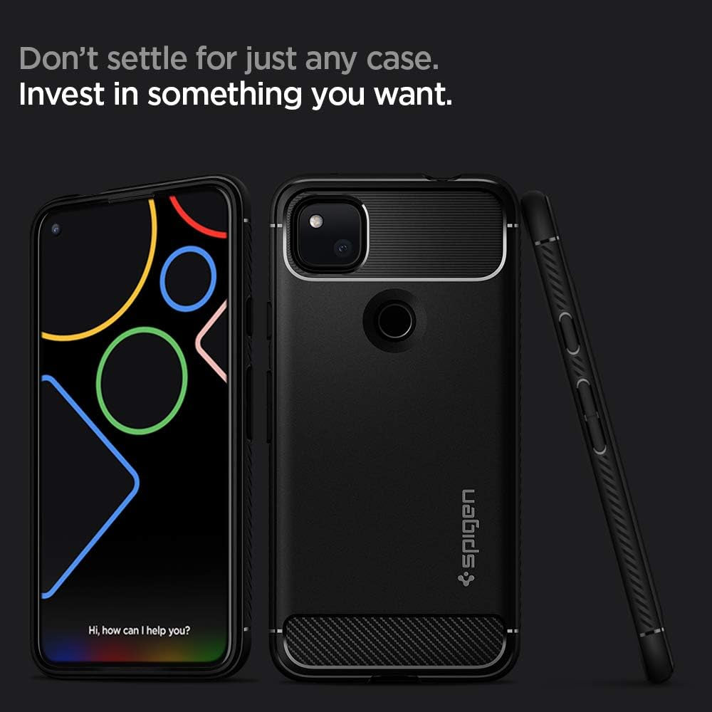 Spigen Rugged Armor Matte Black Case - For Google Pixel 4a - mosaccessories