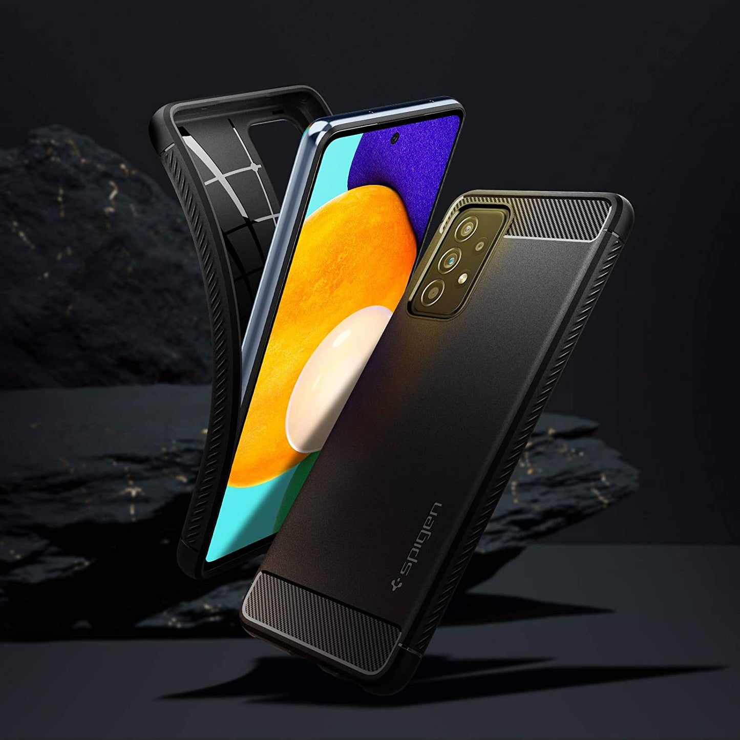 Spigen Rugged Armor Matte Black Case - For Samsung Galaxy A52s 5G / A52 5G / A52 - mosaccessories