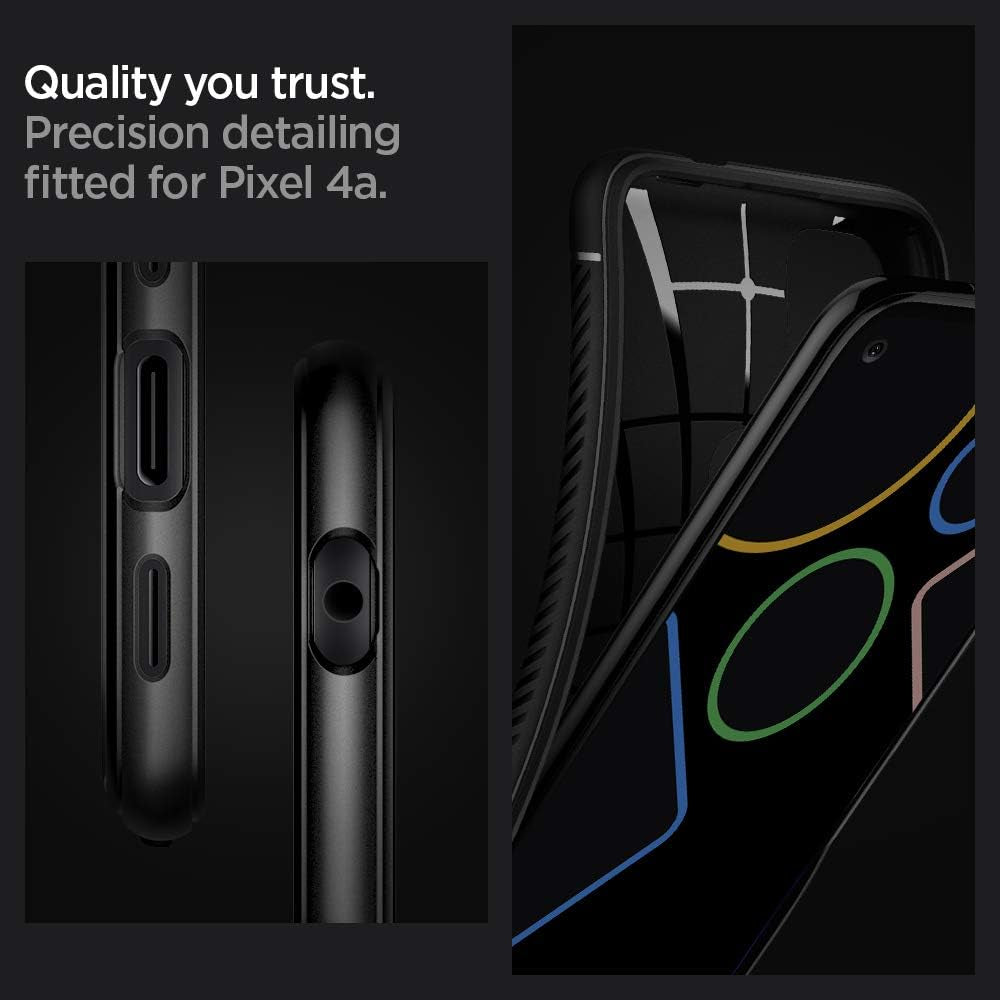 Spigen Rugged Armor Matte Black Case - For Google Pixel 4a - mosaccessories