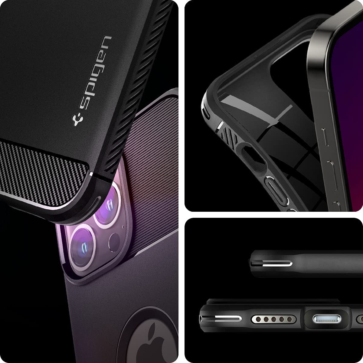 Spigen Rugged Armor Matte Black Case - For iPhone 13 Pro Max - mosaccessories