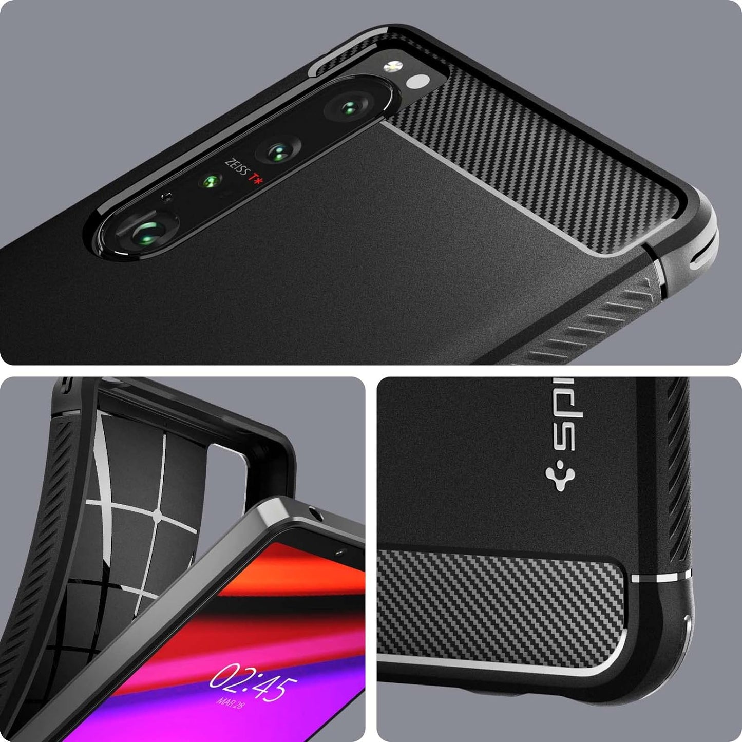 Spigen Rugged Armor Matte Black Case - For Sony Xperia 1 IV - mosaccessories