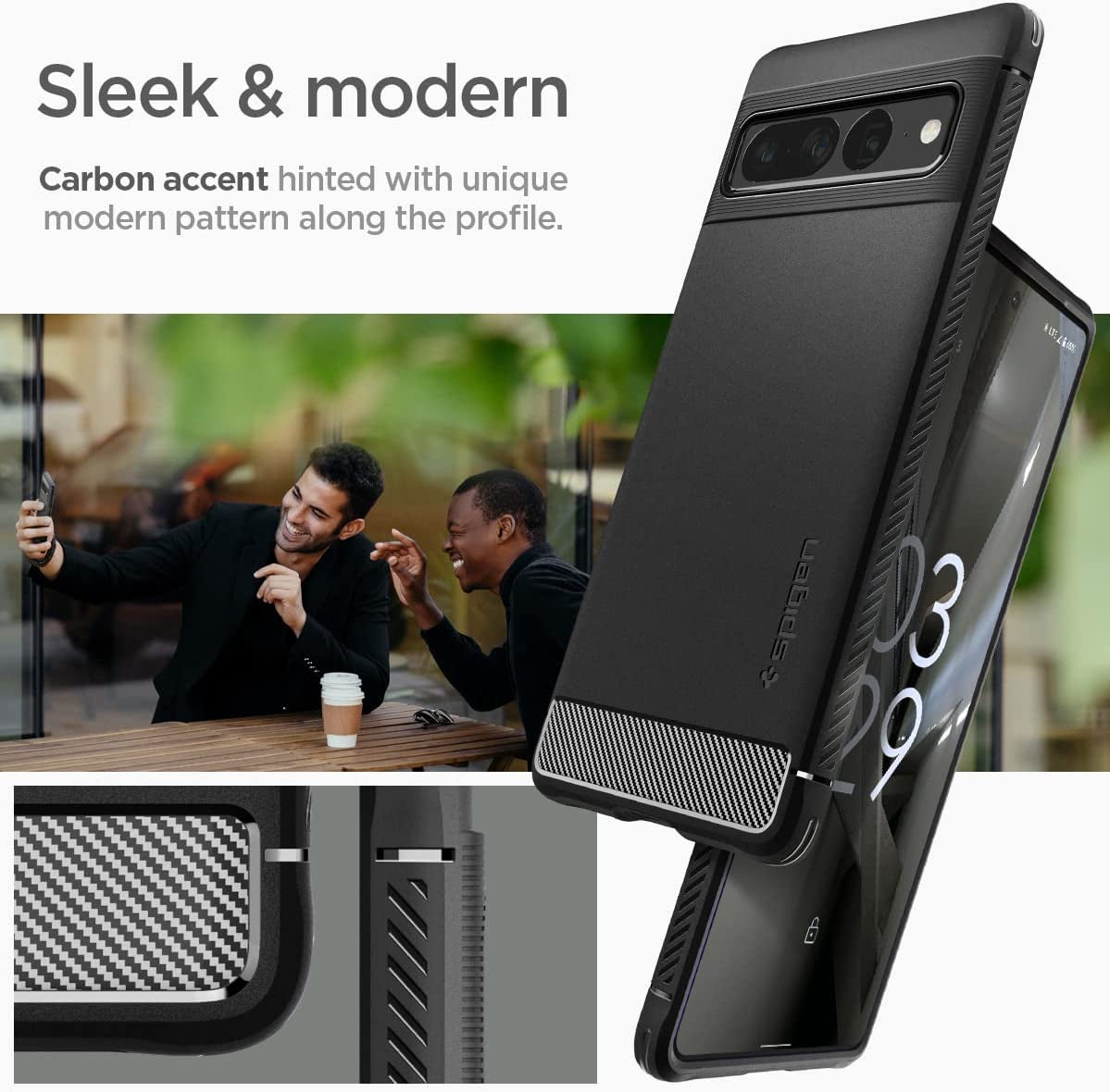 Spigen Rugged Armor Matte Black Case - For Google Pixel 7 Pro - mosaccessories