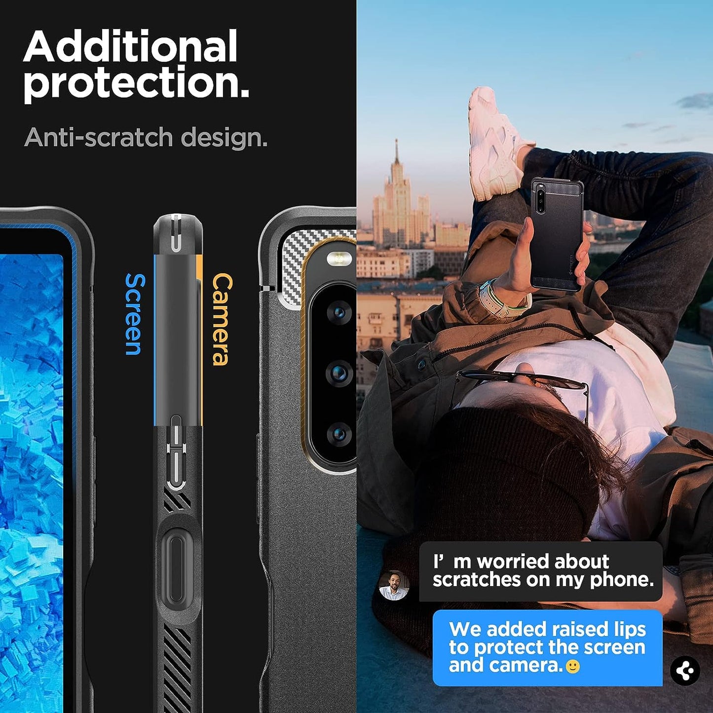 Spigen Rugged Armor Matte Black Case - For Sony Xperia 10 V - mosaccessories