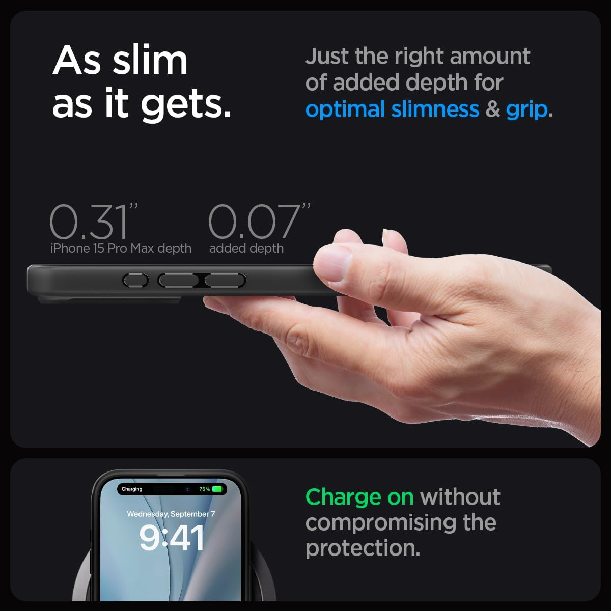 Spigen Ultra Hybrid Magfit Frost Black Case - For iPhone 15 Pro Max - mosaccessories