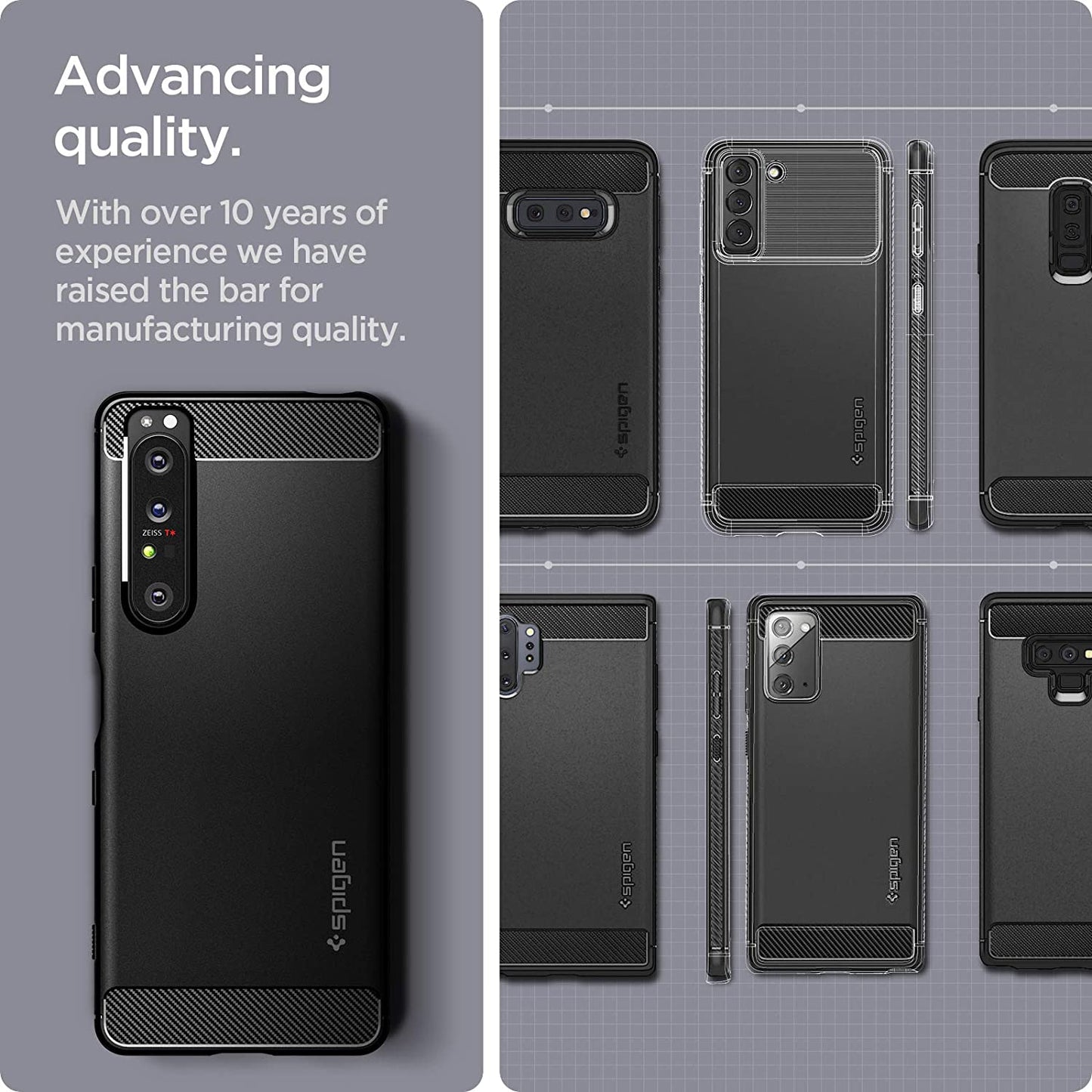 Spigen Rugged Armor Matte Black Case - For Sony Xperia 1 III - mosaccessories