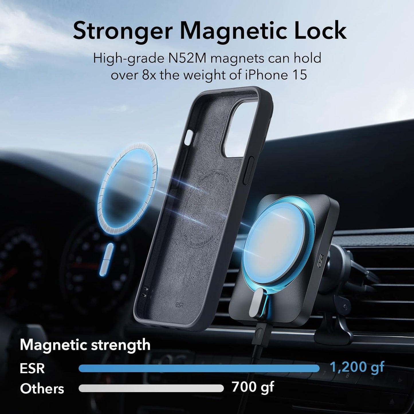 ESR Cloud Kickstand Halolock MagSafe Silicone Case - For iPhone 15 - mosaccessories