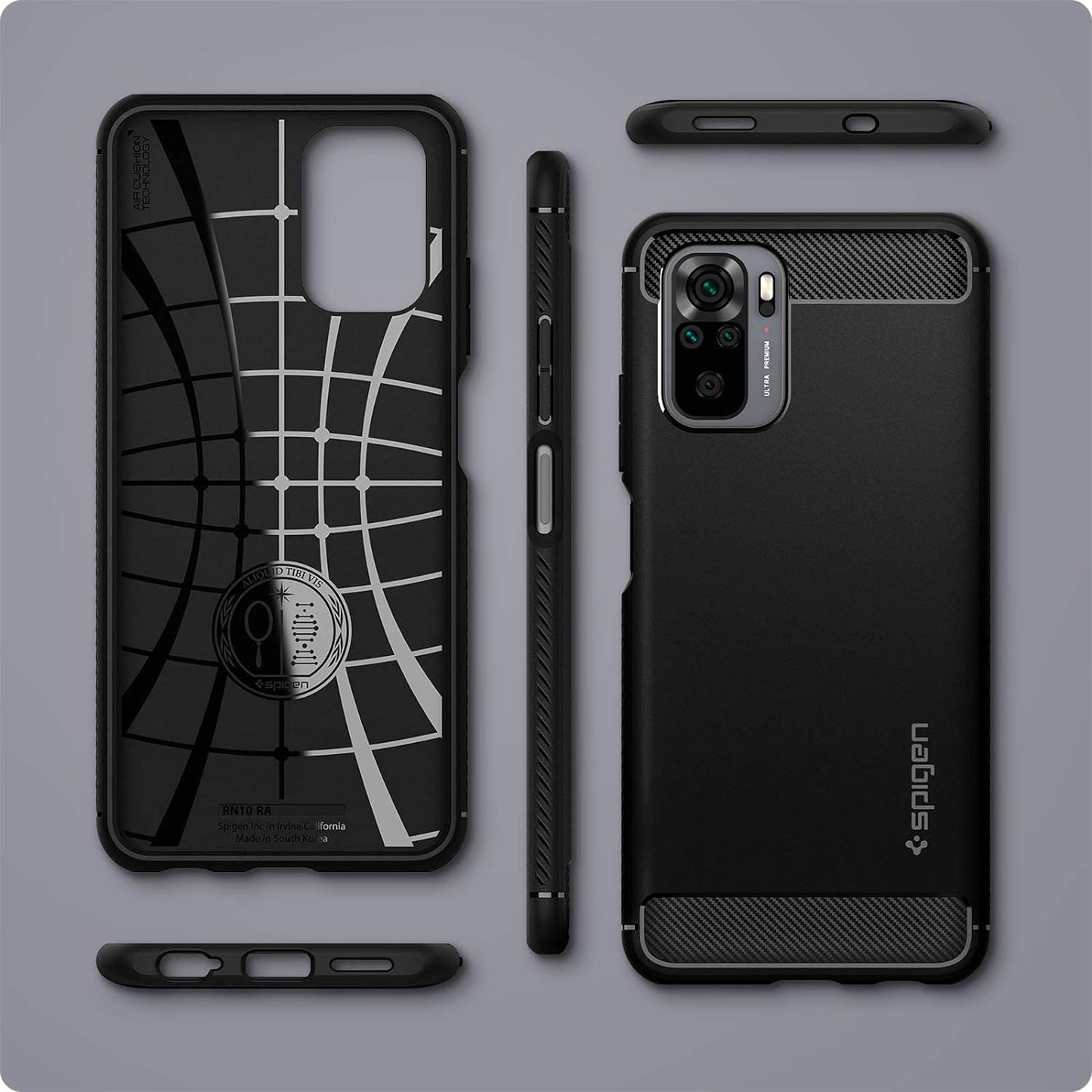 Spigen Rugged Armor Matte Black Case - For Xiaomi Redmi Note 10 / 10S