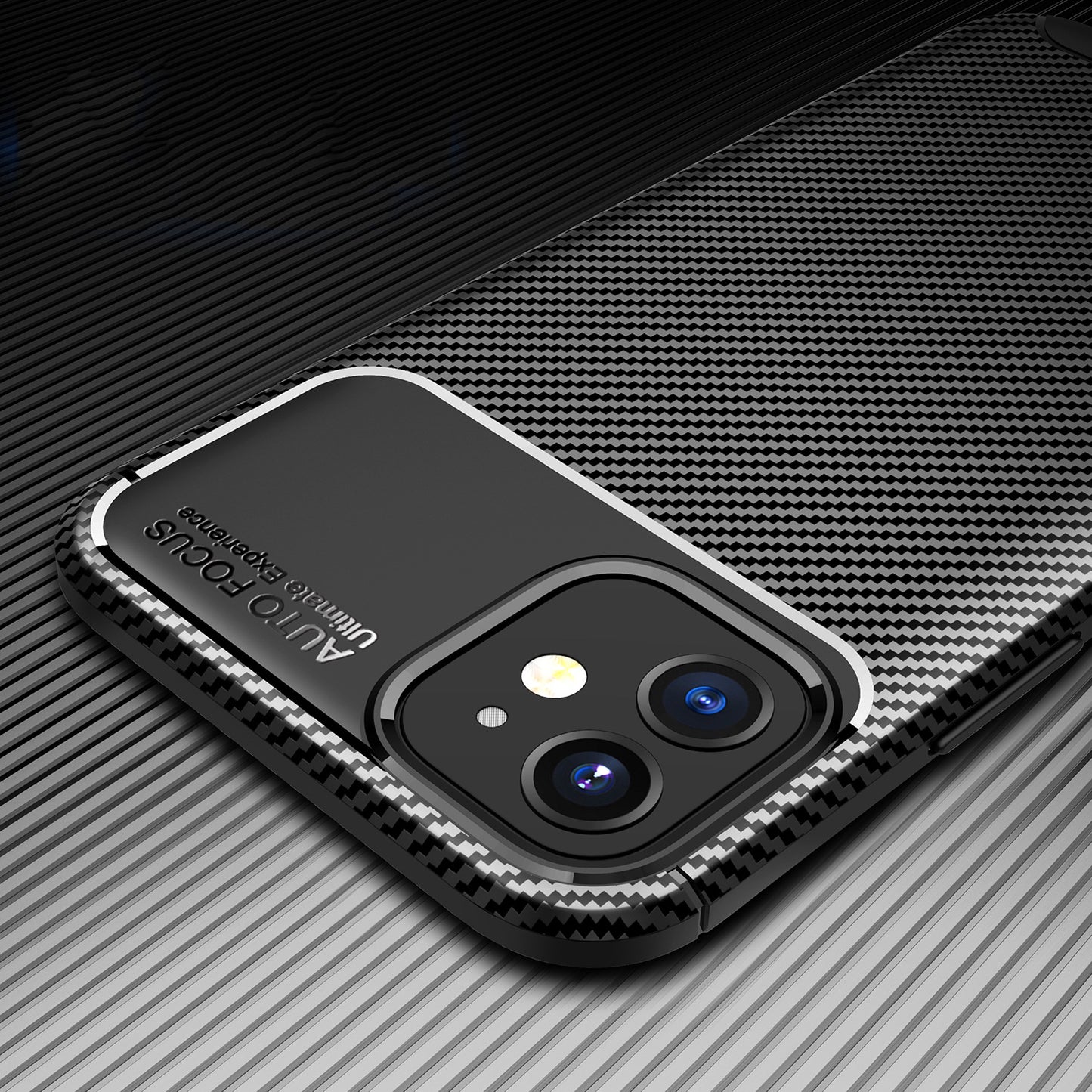 Carbon Fibre TPU Black Case - For iPhone 12 Mini - mosaccessories