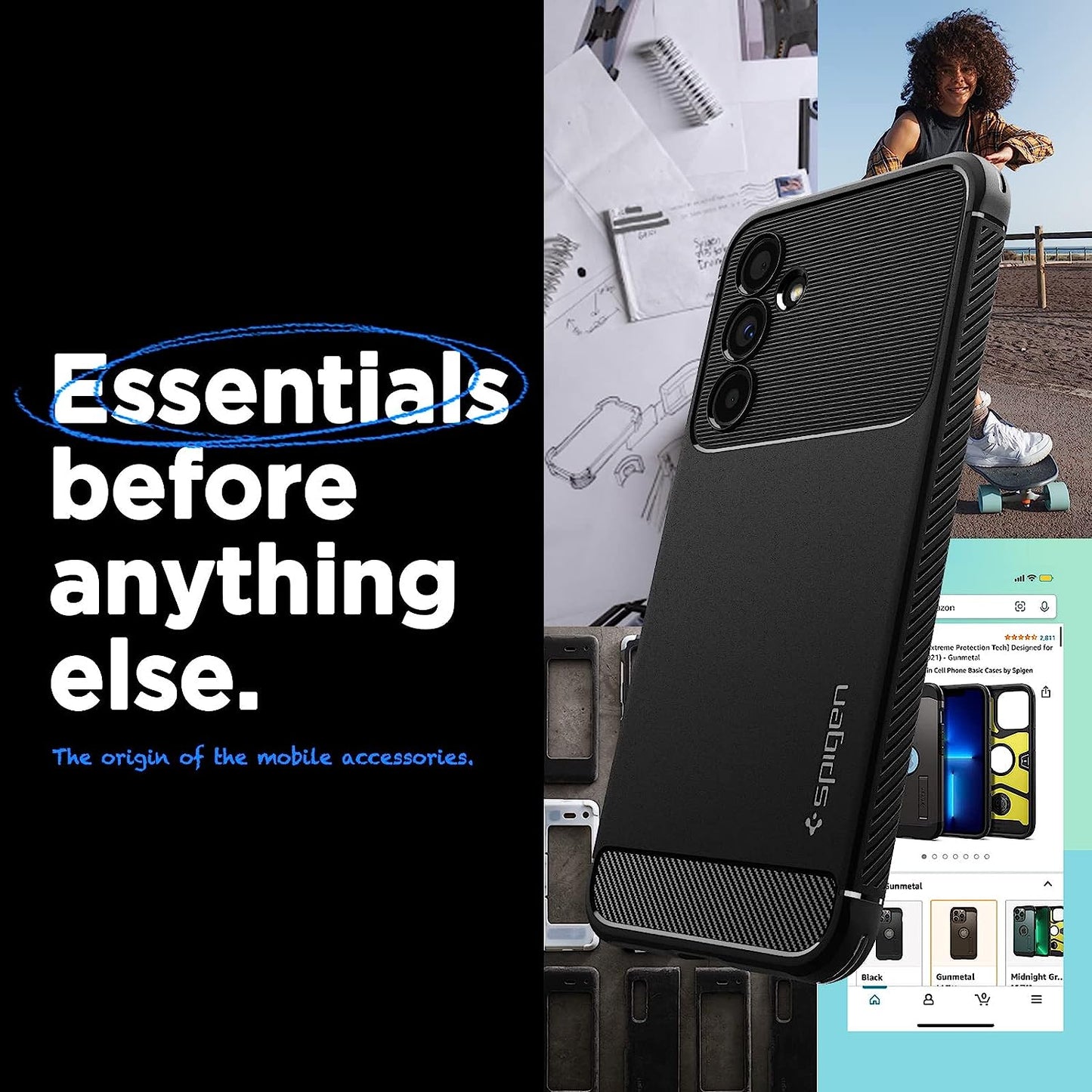 Spigen Rugged Armor Matte Black Case - For Samsung Galaxy A54