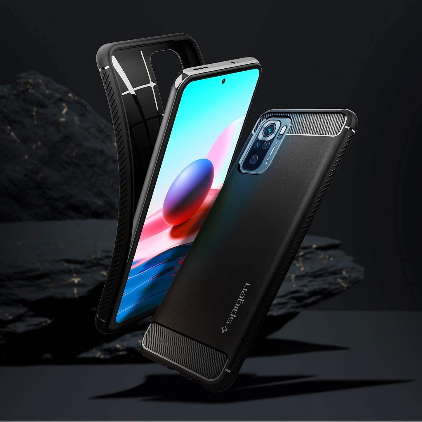 Spigen Rugged Armor Matte Black Case - For Xiaomi Redmi Note 10 / 10S