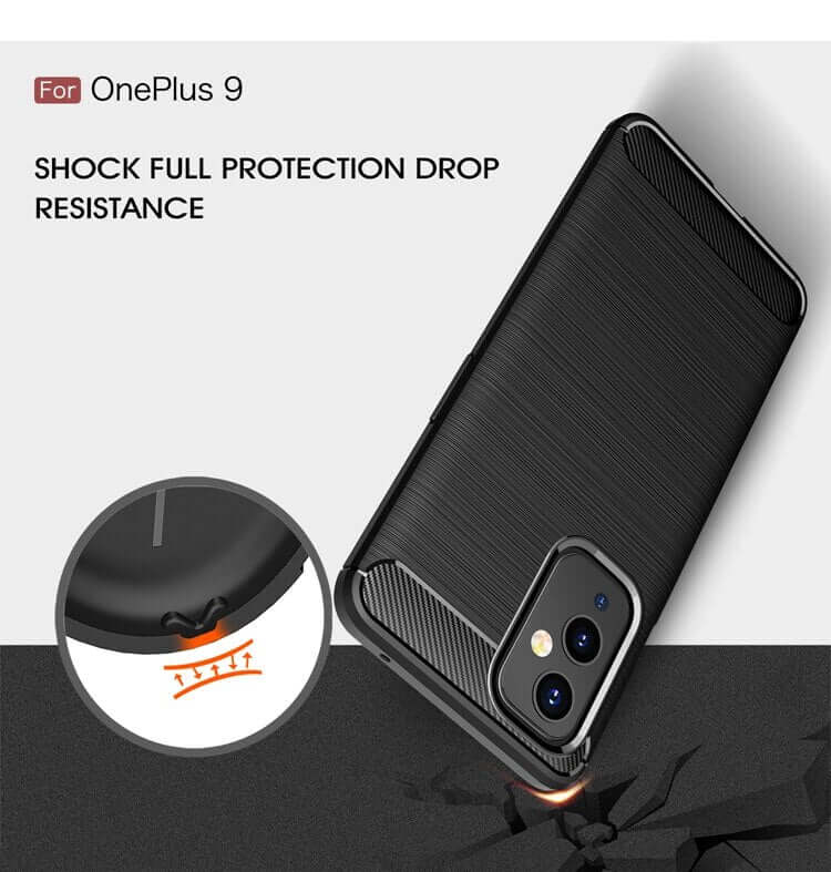 Carbon Fibre Rugged Armour TPU Black Case - For OnePlus 9 - mosaccessories