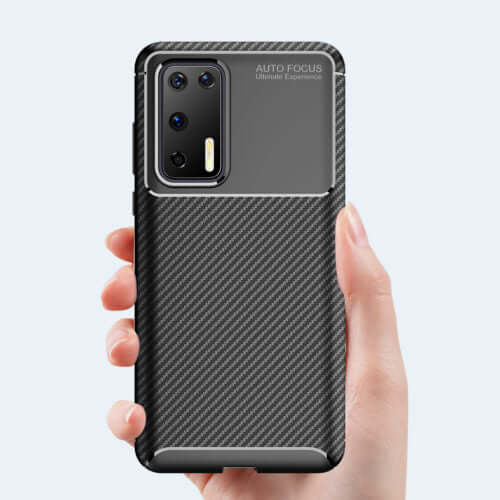 Carbon Fibre TPU Black Case - For Huawei P40 - mosaccessories