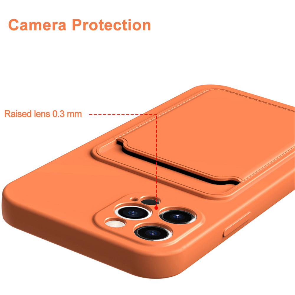Liquid Silicone Black Case With Card Slot - For iPhone 12 - mosaccessories