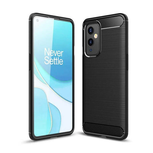 Carbon Fibre Rugged Armour TPU Black Case - For OnePlus 9 - mosaccessories