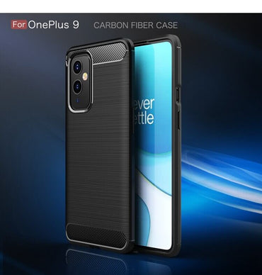 Carbon Fibre Rugged Armour TPU Black Case - For OnePlus 9 - mosaccessories