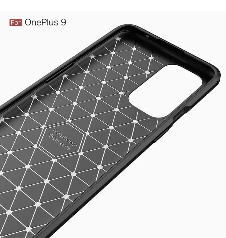 Carbon Fibre Rugged Armour TPU Black Case - For OnePlus 9 - mosaccessories