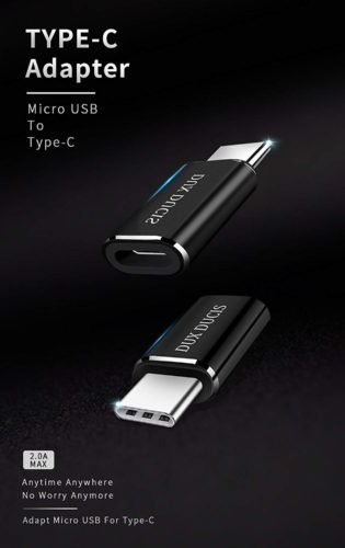 Dux Ducis Micro USB to USB-C Connector Adapter Black - mosaccessories