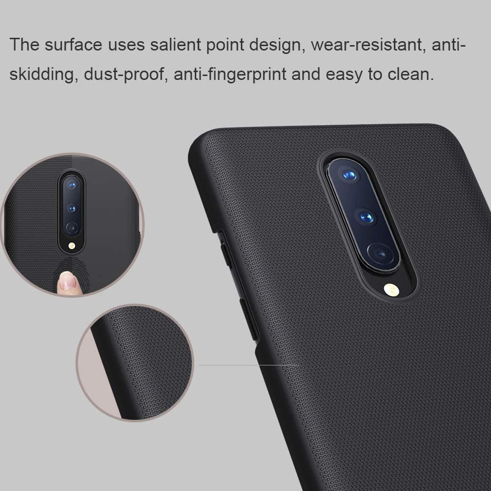 Nillkin Frosted Shield Black Hard Case - For OnePlus 8 - mosaccessories