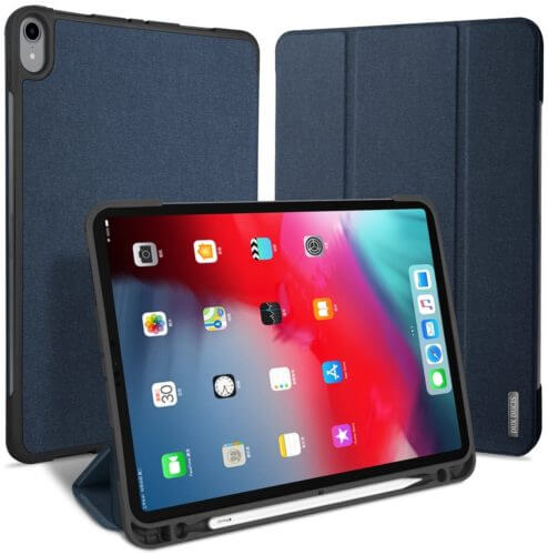 Dux Ducis Domo Series Blue Wallet Case with Apple Pencil Holder - For iPad Pro 11 - mosaccessories