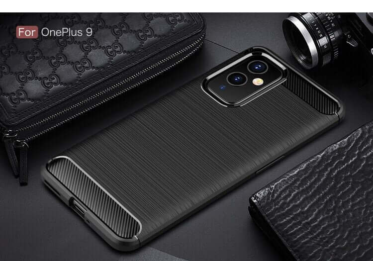 Carbon Fibre Rugged Armour TPU Black Case - For OnePlus 9 - mosaccessories
