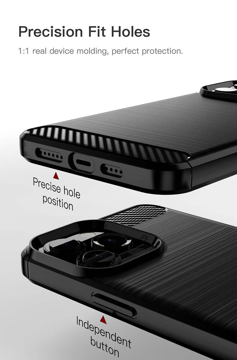 Carbon Fibre Rugged Armour TPU Black Case - For iPhone 13 Pro Max - mosaccessories