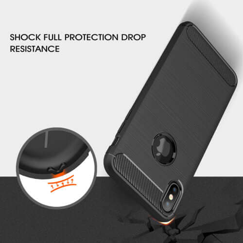 Carbon Fibre Brushed TPU Black Case - For iPhone Xs Max - mosaccessories