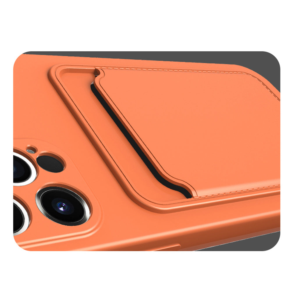Liquid Silicone Black Case With Card Slot - For iPhone 12 - mosaccessories