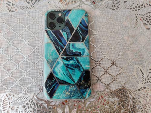 Marble Geometric TPU Blue Case - For iPhone 11 Pro - mosaccessories