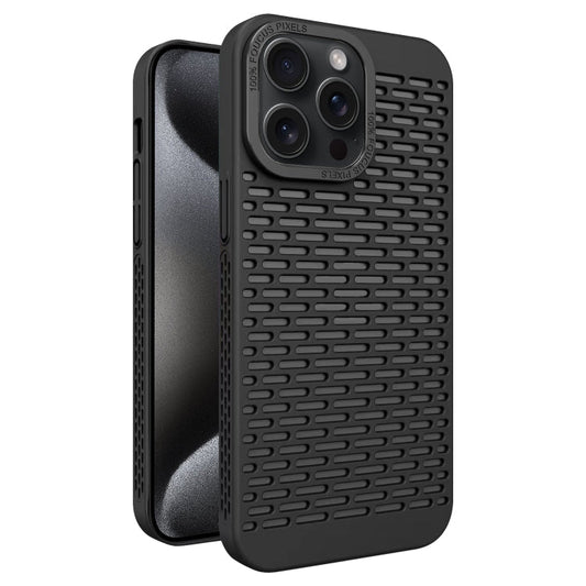 Hollow Heat Dissipation TPU Black Phone Case - For iPhone 15 Pro Max