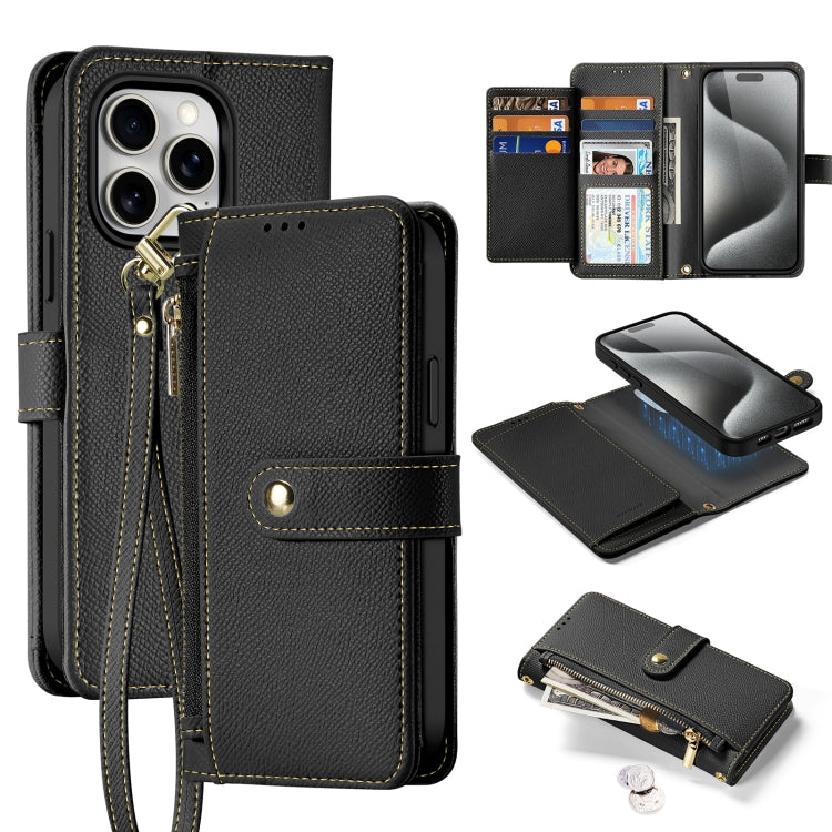 Dux Ducis Lawa Series 2 in 1 Wallet Zipper Detachable MagSafe Phone Case with Lanyard - For iPhone 16  15 Pro Max  15 Pro  15 Plus  15