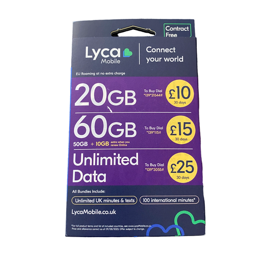 Lyca Pay As You Go PAYG Sim Card